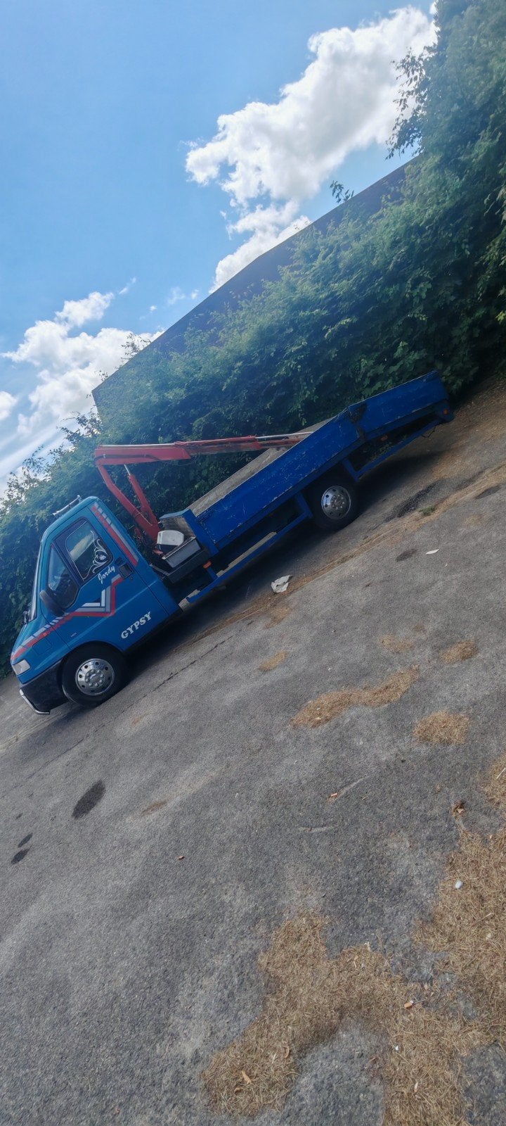 Peugeot boxer met laadkraan en oprijbak b rijbewijs, Auto's, Bestelwagens en Lichte vracht, Stof, Zwart, Blauw, Bedrijf