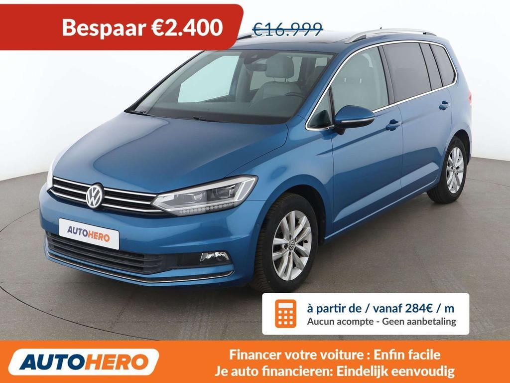 Volkswagen Touran 1.4 TSI Highline BlueMotion Tech, Auto's, Voorwielaandrijving, Gebruikt, Blauw, Leder