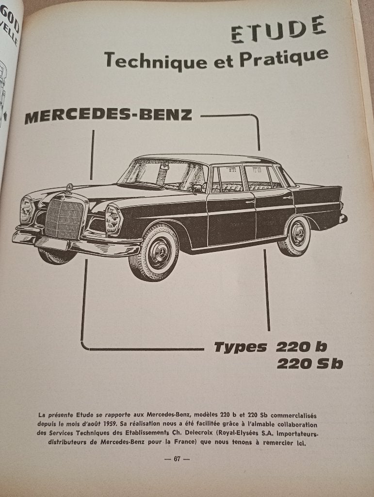 revue technique mercedes 220B + 220SB de 1959-1963, Autos : Divers, Enlèvement ou Envoi