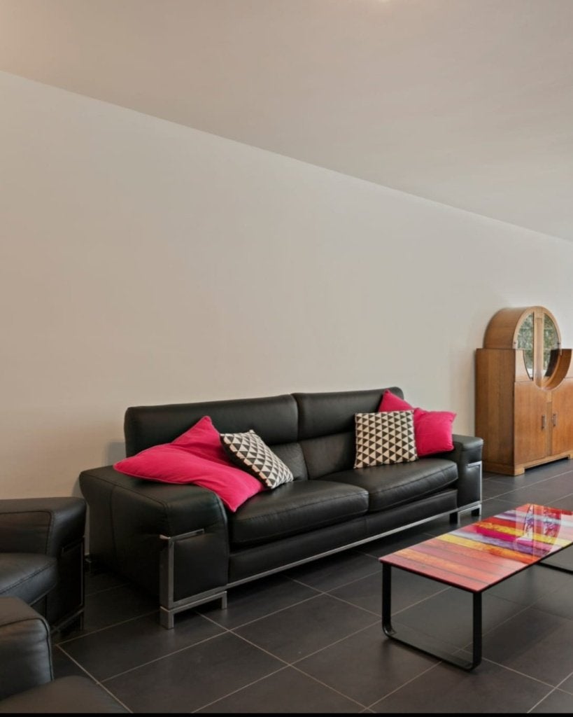 Lederen zetel, Maison & Meubles, 75 à 100 cm, Quatre personnes ou plus, Design, Comme neuf
