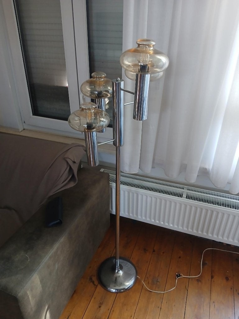 Prachtige Vintage Mid-Century Space Age Vloerlamp 1970, Ophalen, Glas
