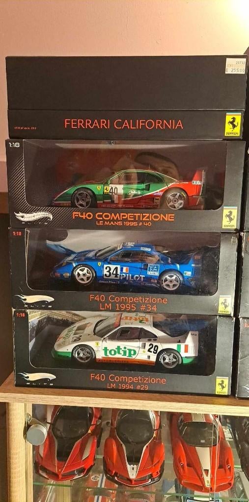 3 FERRARI F40 LM 1/18 Le Mans Elite Competition, Ophalen of Verzenden, Zo goed als nieuw, Auto