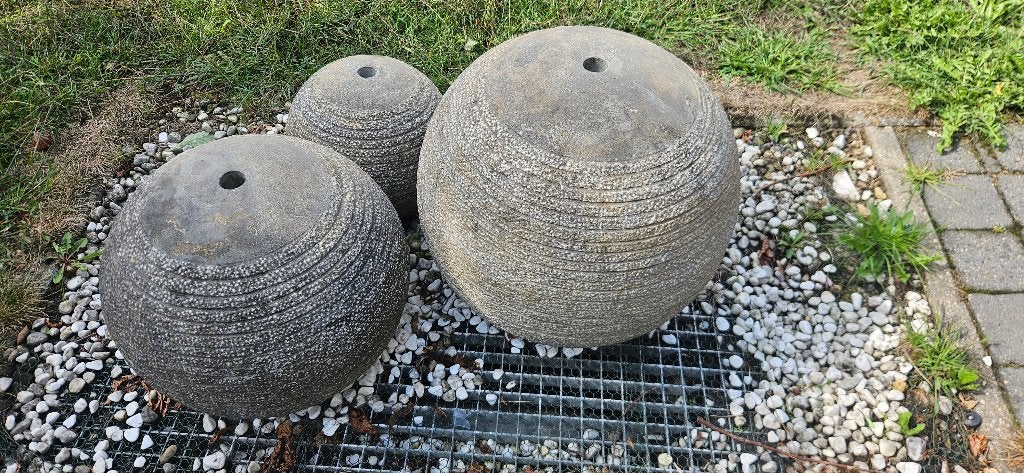 3 decoratieve fonteinbollen, Ophalen, Gebruikt, Fontein