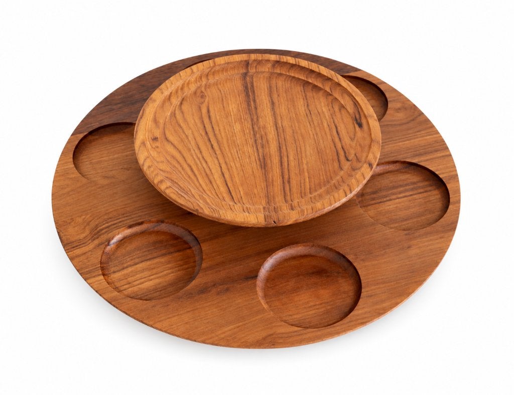Vintage Lazy Susan draaiplateau jaren 60, Huis en Inrichting, Ophalen of Verzenden, Zo goed als nieuw, Hout