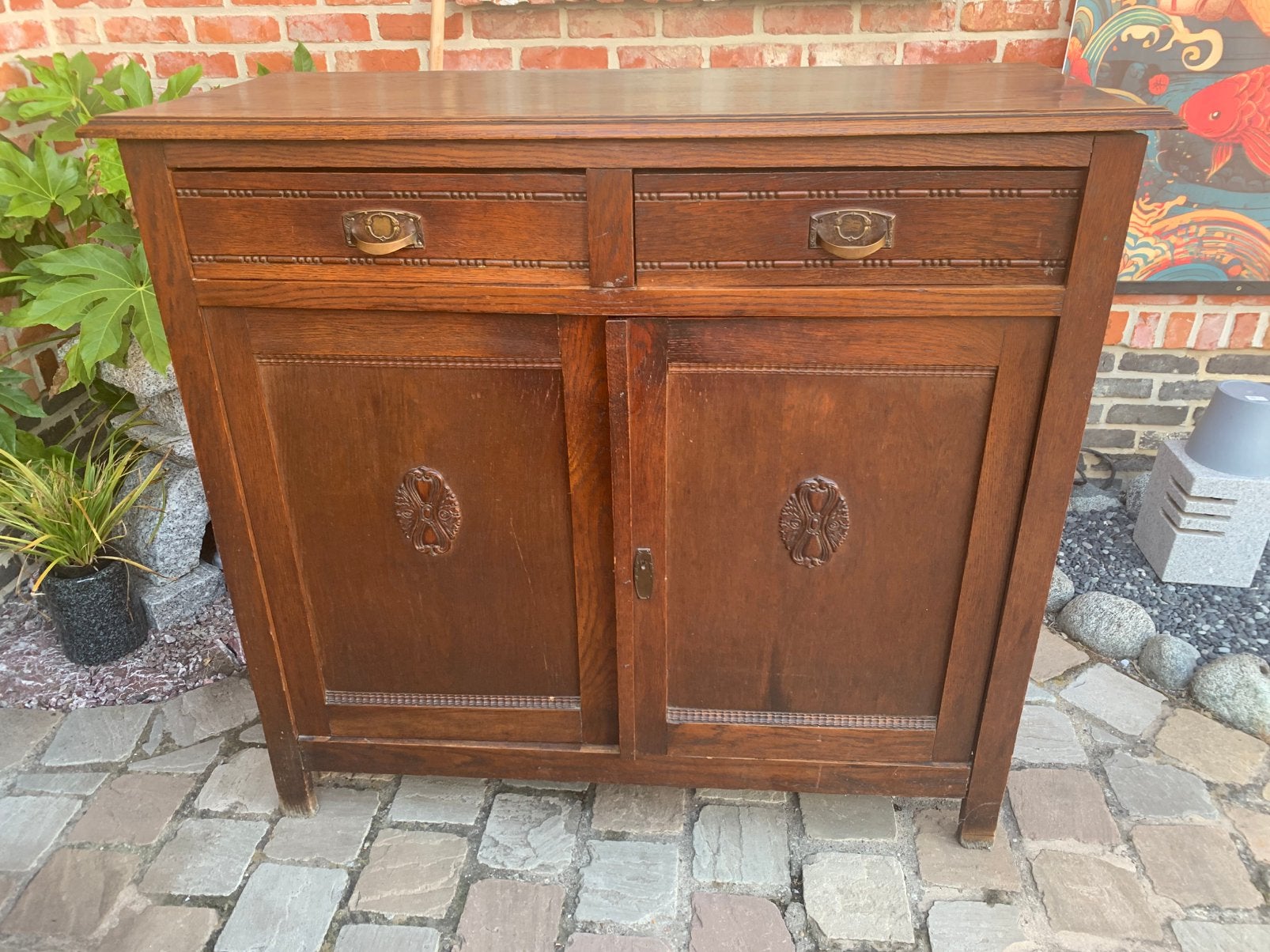 Antieke houten kast vermoedelijk eik, Ophalen, Gebruikt