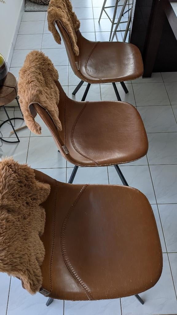 Stoelen voor bij eettafel, 6 stuks, Huis en Inrichting, Ophalen, Gebruikt, Bruin, Leer