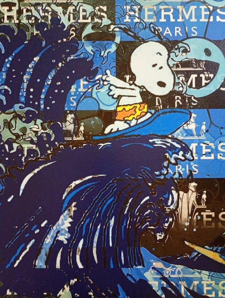 Buitenkans Pop-Art Snoopy vs Hermes nu 50€, Gelimiteerde oplage, Ophalen of Verzenden, Overige onderwerpen, Zeefdruk