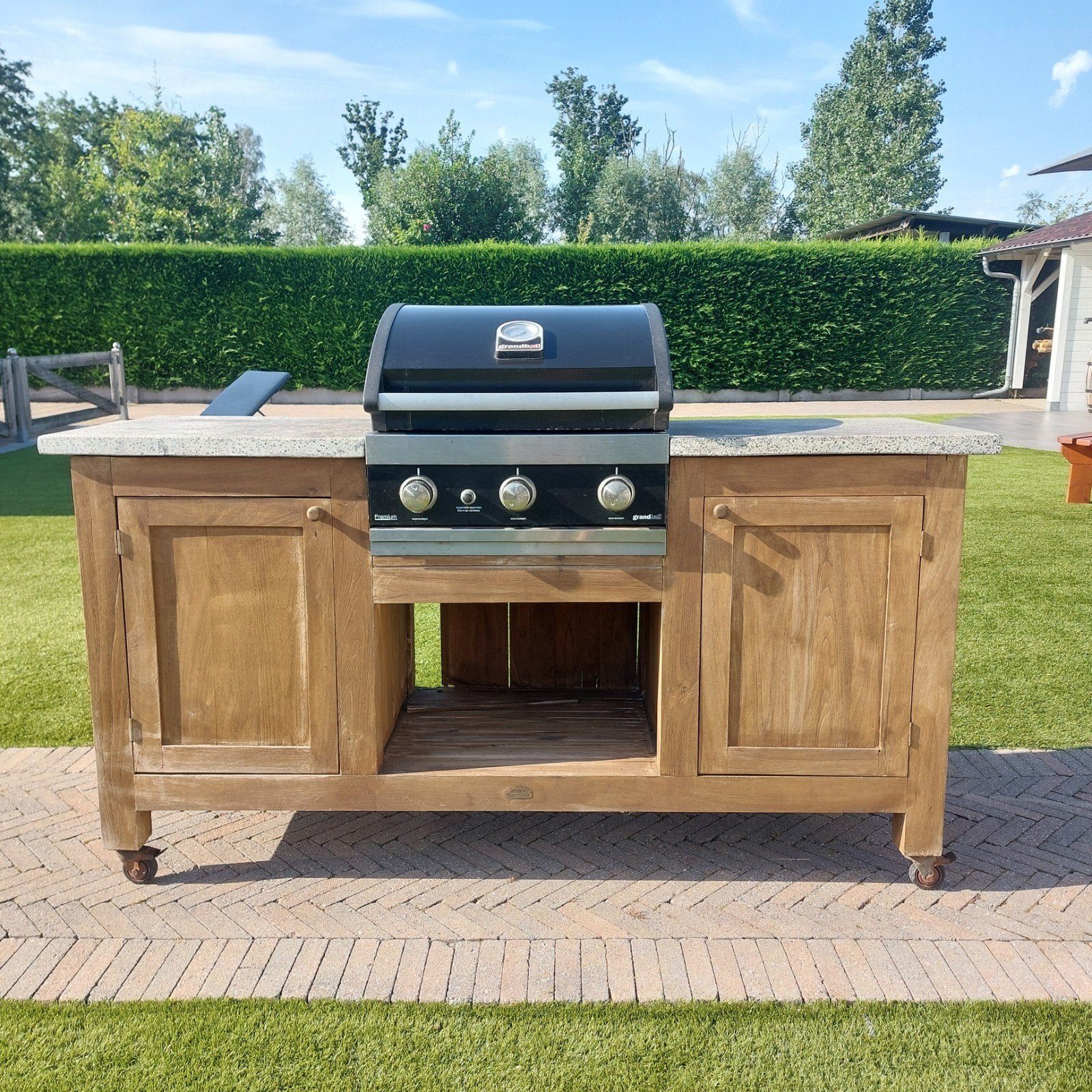 Bbq meubel met grandhall gas bbq buiten keuken, Tuin en Terras, Buitenkeukens, Ophalen, Gebruikt, Gas