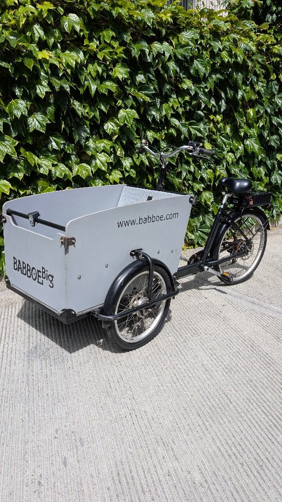 Vélo cargo électrique babboe big-e, Vélos & Vélomoteurs, Enlèvement, Utilisé, 50 km par batterie ou plus
