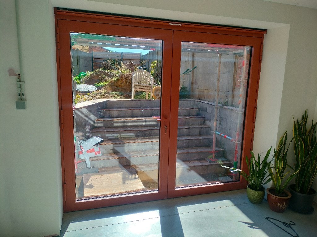 Nieuwe Reynaers Aluminium Dubbele Deur (Masterline 8 HI), Doe-het-zelf en Bouw, Ophalen, Dubbelglas, Overige typen, Nieuw