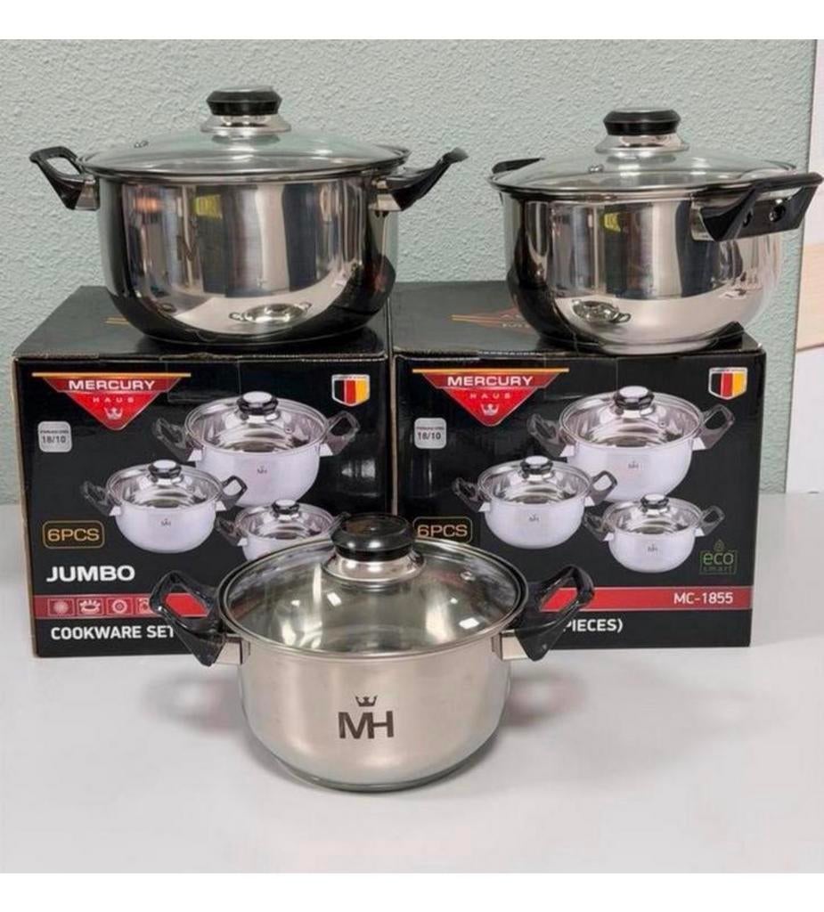 NOUVEAU - Ensemble d'ustensiles cuisine Haus 6X casseroles, Neuf, Inox, Enlèvement ou Envoi, Plaque céramique