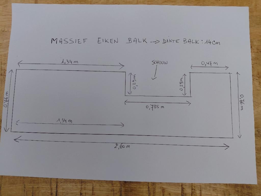 eiken balk, Gebruikt, Eiken, 200 tot 250 cm, 50 mm of meer