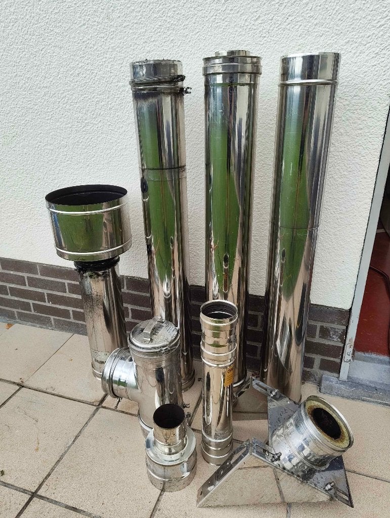 OPSINOX dubbelwandige rookgasbuizen 80/130 (pellet) – RVS, Doe-het-zelf en Bouw, Ophalen, Inox, Overige typen, Zo goed als nieuw