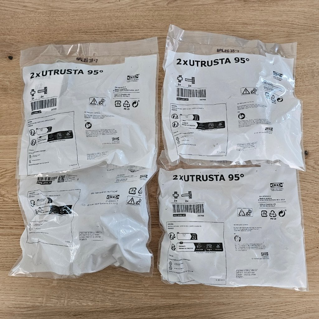 IKEA UTRUSTA 95 Kastscharnieren – NIEUW– 4 verpakkingen, Huis en Inrichting, Ophalen, Nieuw
