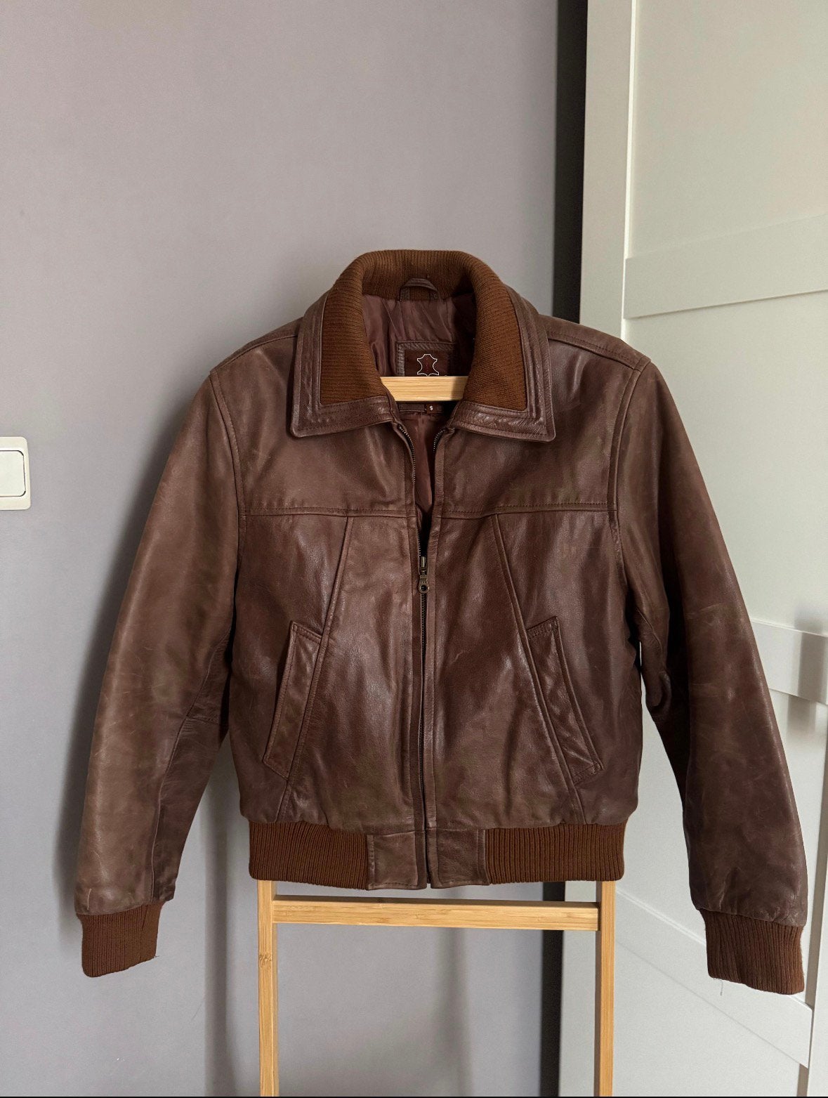 oryx vintage bruin leren bomberjack, Kleding | Heren, Ophalen of Verzenden, Zo goed als nieuw