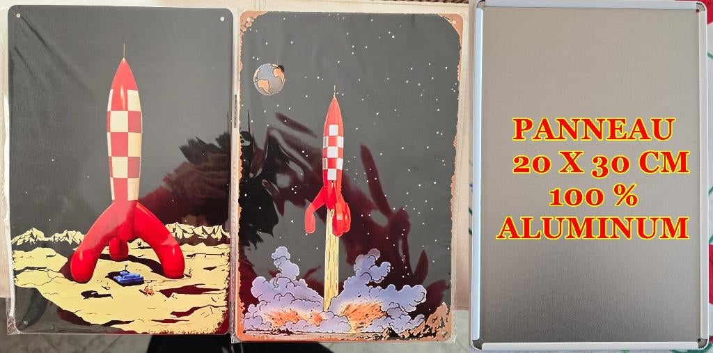 LOT DE DEUX --- LUNE-tole alu, Enlèvement ou Envoi, Tintin, Neuf, Statue ou Figurine