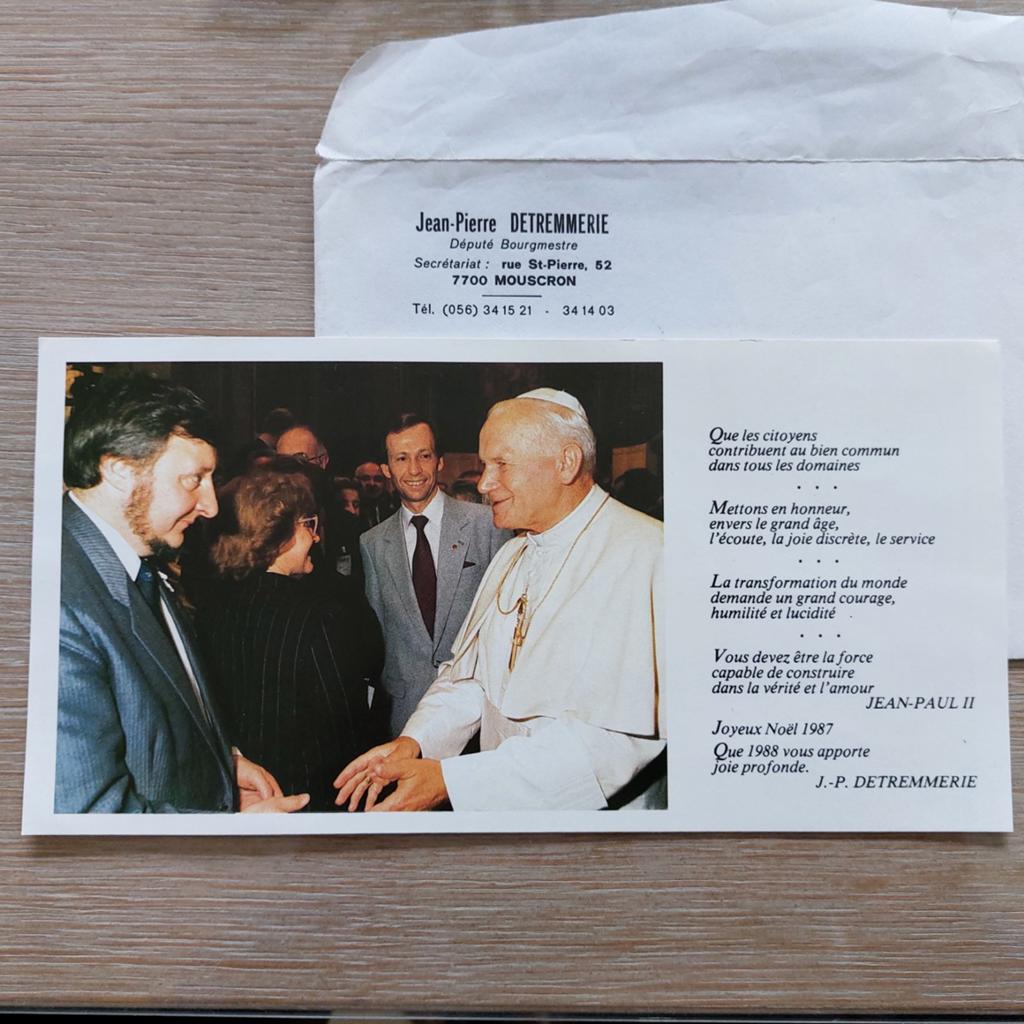Kerstkaartje oud Burgemeester van Moeskroen 1987, Ophalen of Verzenden