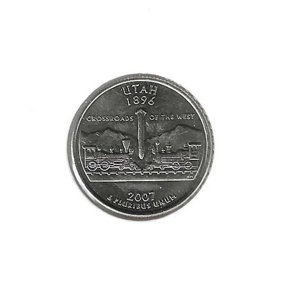 USA, 1 Quarter Dollar 2007 D, Utah., Enlèvement ou Envoi, Amérique du Nord, Monnaie en vrac
