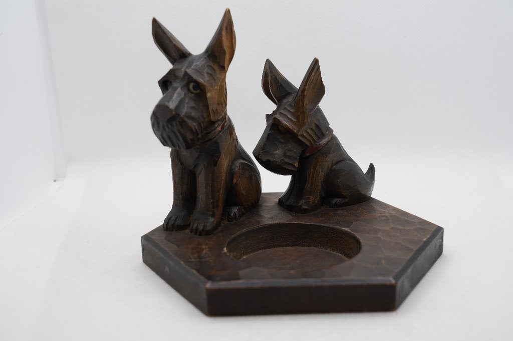 vintage art deco houten asbak hondjes, Antiek en Kunst, Ophalen of Verzenden
