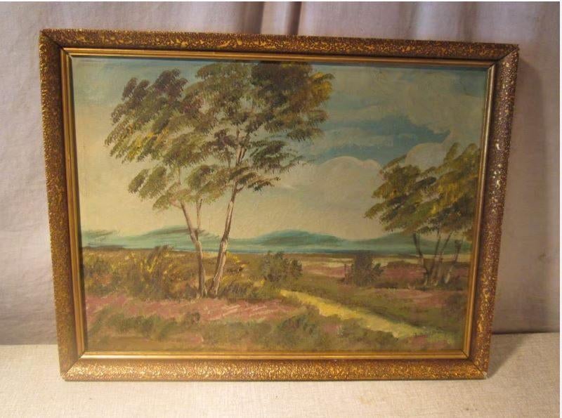 Mooi Geschilderd Werk 'Heide en Bomen' - gesigneerd, Antiek en Kunst, Ophalen of Verzenden