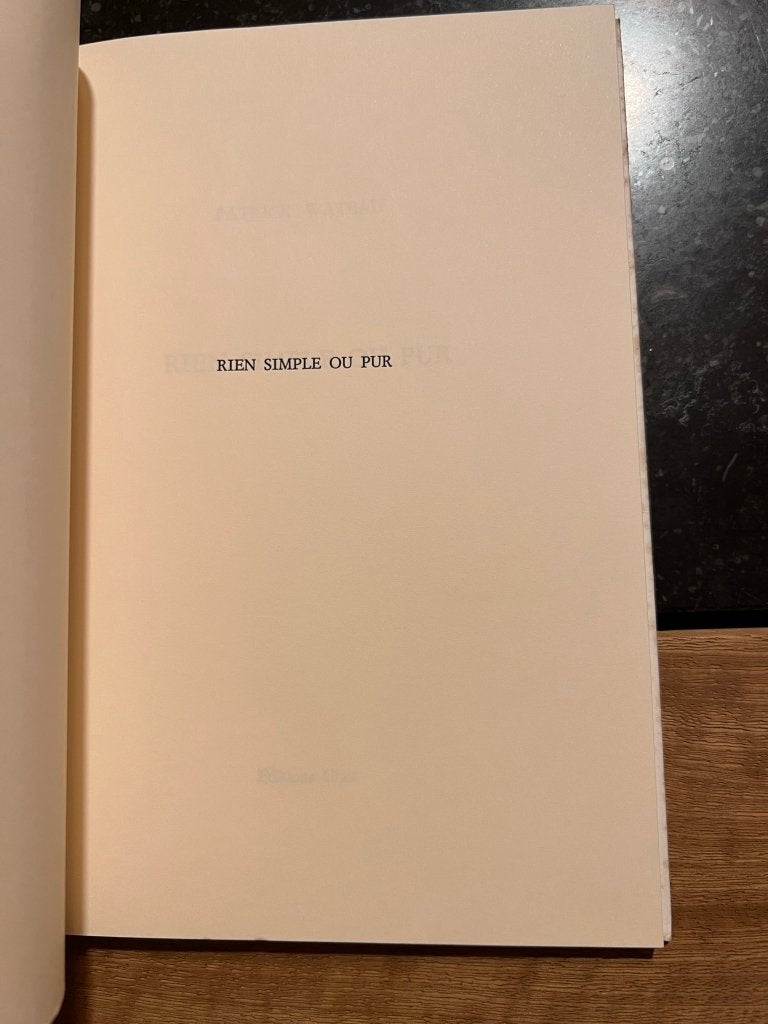 Rien de simple ni de pur - Patrick Wateau, Enlèvement ou Envoi, Un auteur, Comme neuf, Patrick Wateau