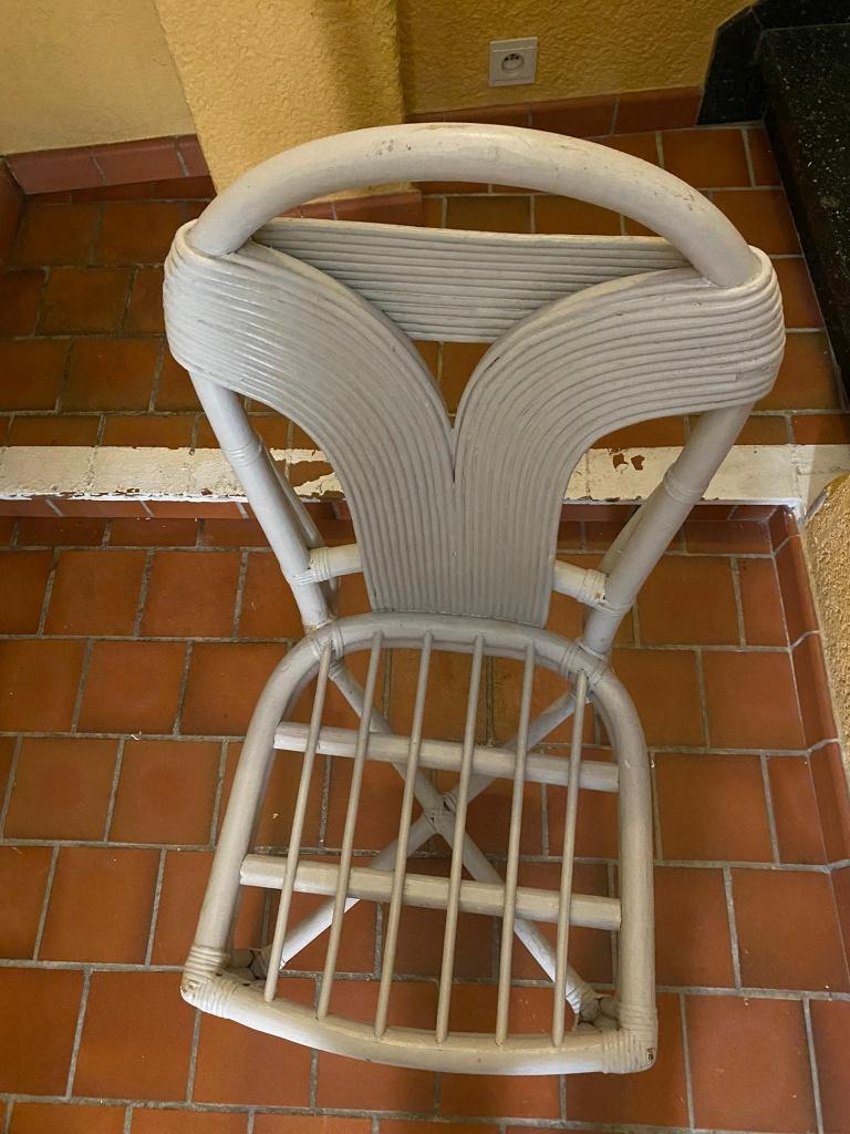 Eetkamer-/ terrasstoelen in rotan, Ophalen, Gebruikt, Riet of Rotan, Grijs