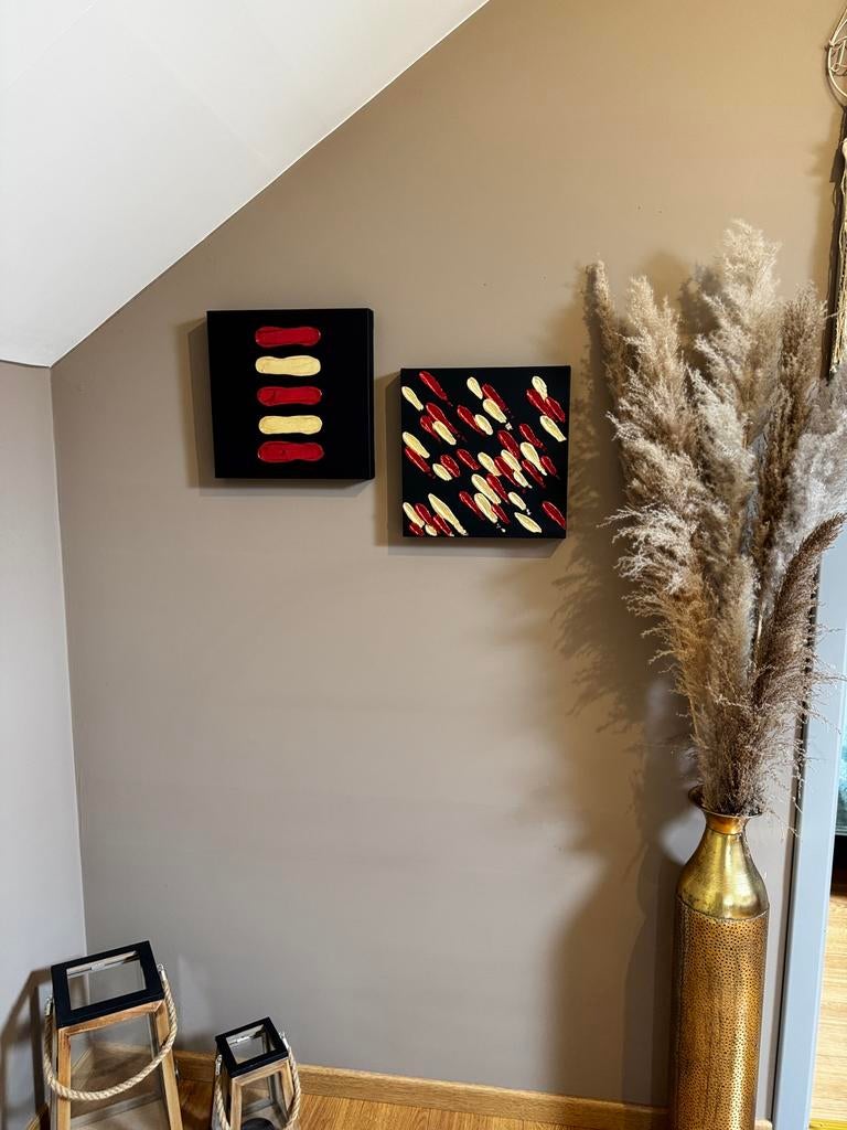 Duo van handgemaakte decoratieve schilderijen, Ophalen