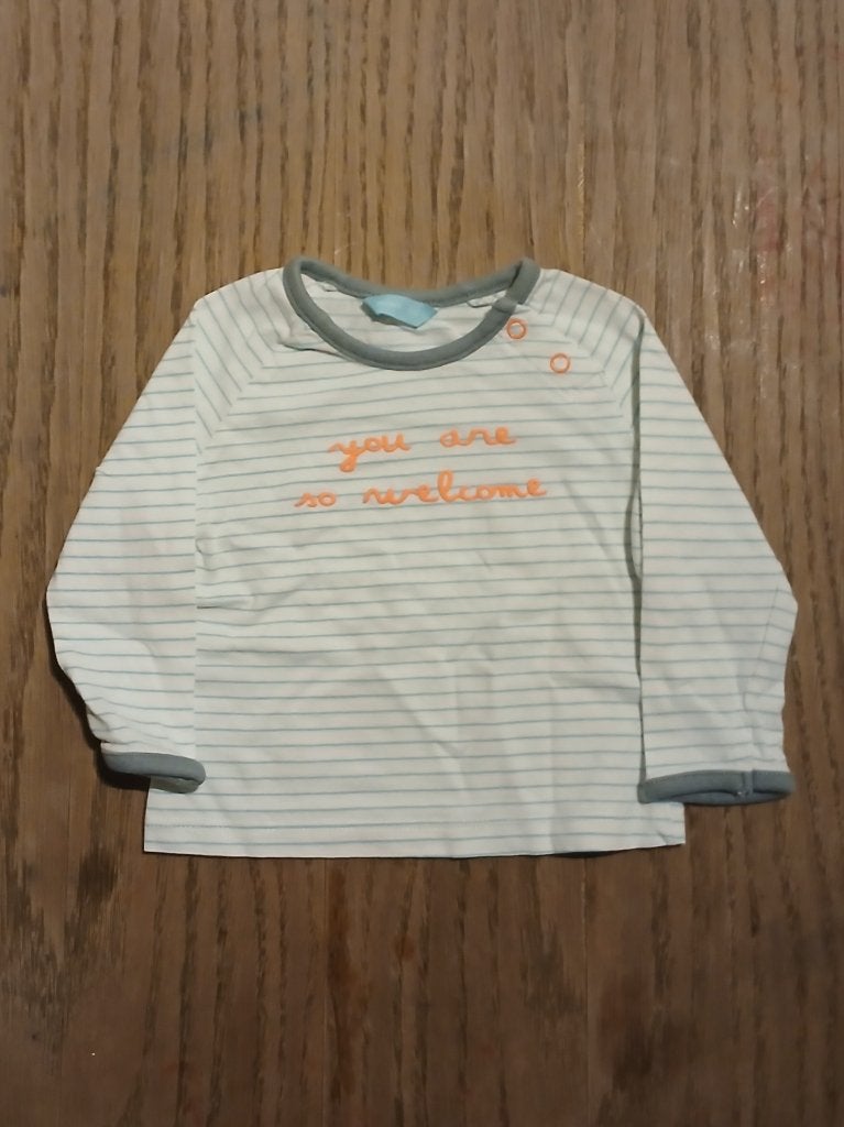 HEMA Lief Gestreept Baby Shirt (Maat 56) - 2 Stuks, Gebruikt, Jongetje of Meisje, Ophalen of Verzenden, Hema