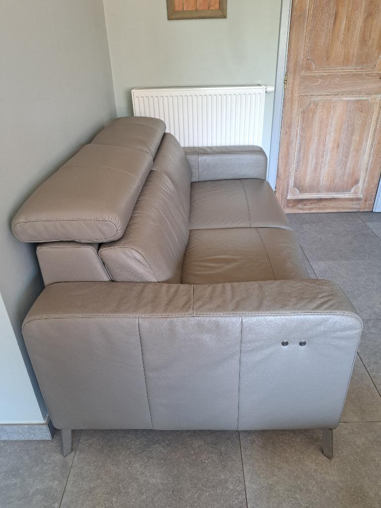 zitbanken in leder met relaxfunctie, Huis en Inrichting, Ophalen, Gebruikt, Rechte bank, Leer