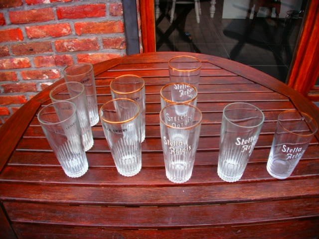 Oude stella artois bierglazen  10 stuks, Verzamelen, Biermerken, Ophalen, Gebruikt, Glas of Glazen, Stella Artois