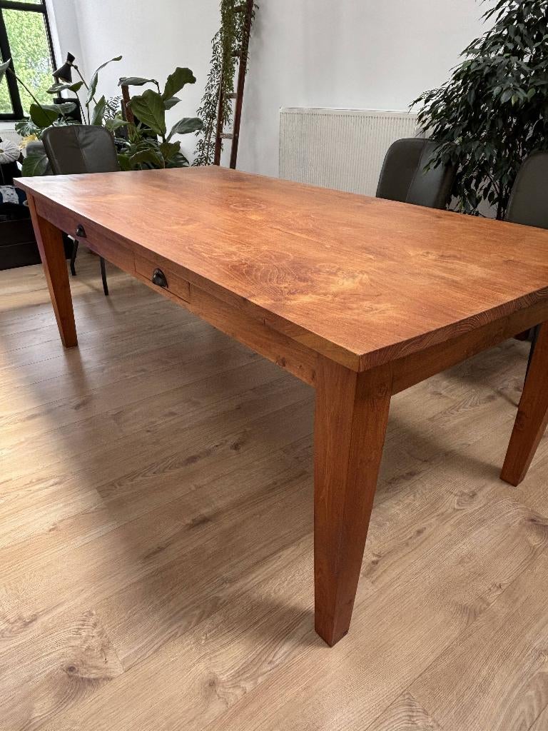 GRATIS - massief houten tafel (teak), Ophalen, Gebruikt, 100 tot 150 cm, Teakhout