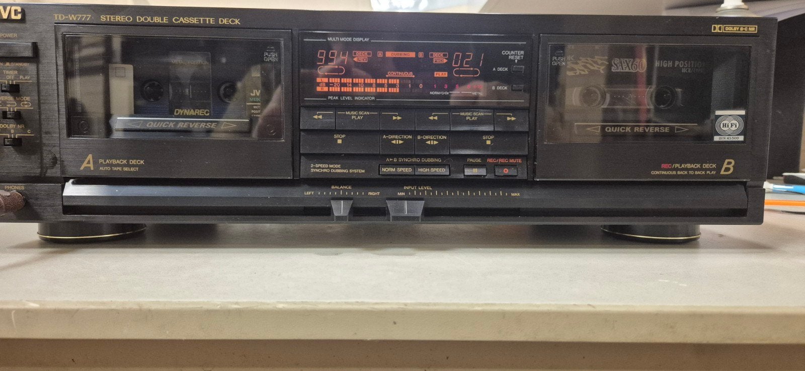 JVC TD-W777 Vintage dubbel cassettedeck — Uitstekende staat, Audio, Tv en Foto, Ophalen, Dubbel, JVC, Auto-reverse