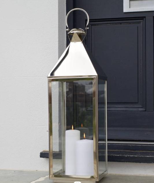 Roestvrijstallen Windlicht en Glas, Antiek en Kunst, Ophalen of Verzenden