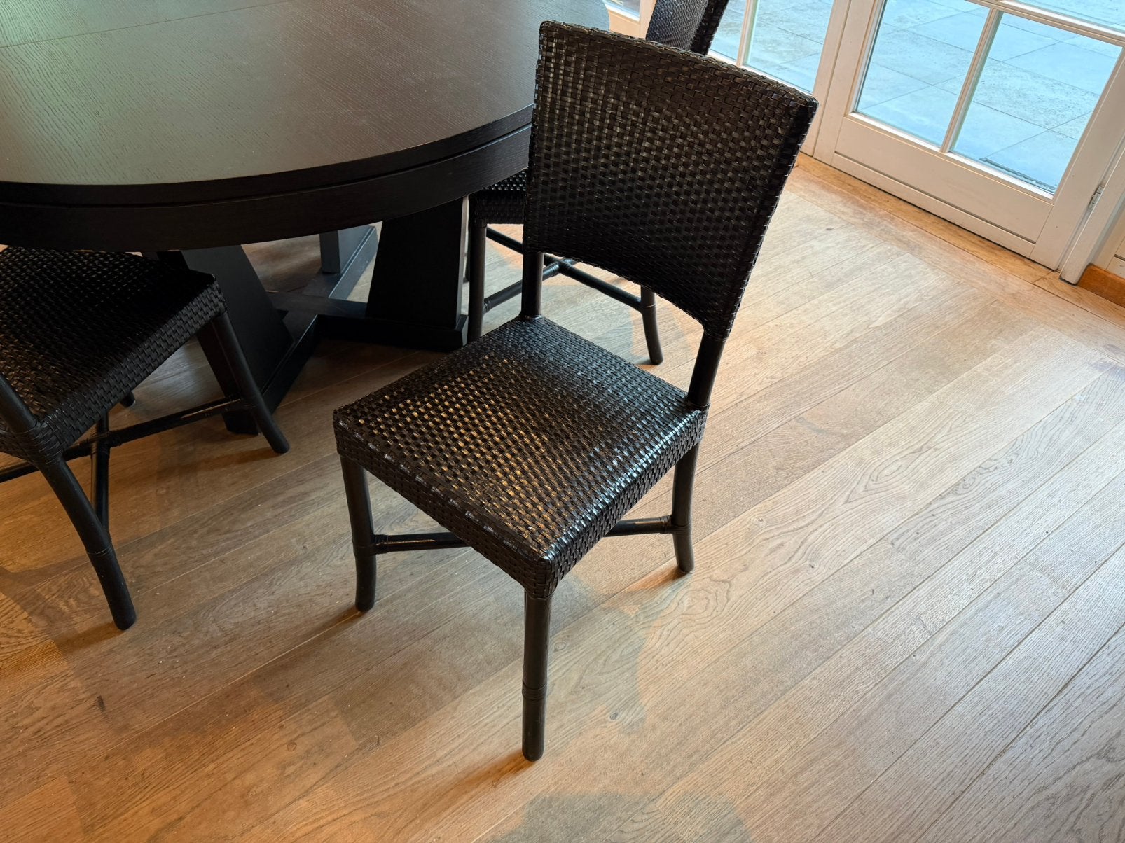 6 zwarte leder gevlochten Gasparucci stoelen, Ophalen, Gebruikt, Zwart, Gasparucci