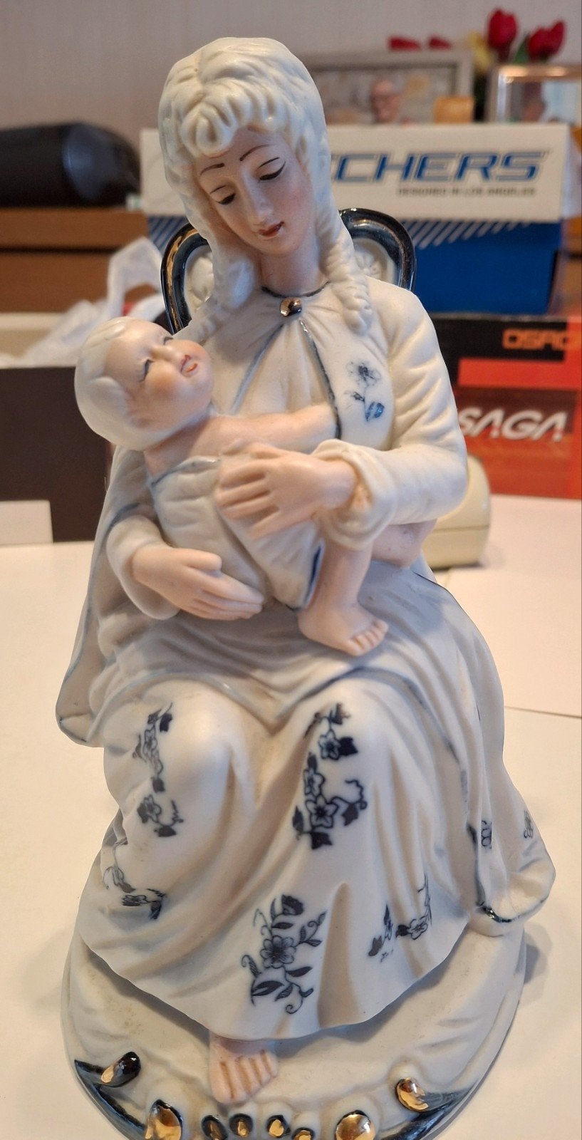 Prachtig Vintage Porseleinen Mariabeeld met Kind – Roman Inc, Verzamelen, Ophalen of Verzenden
