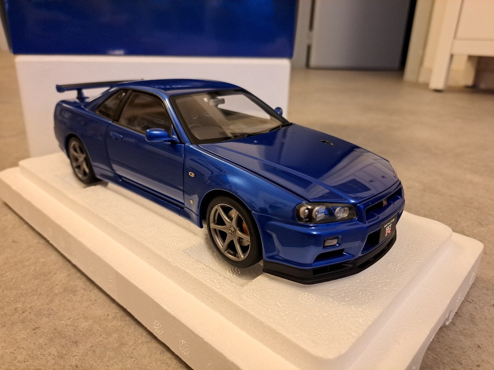 1/18 Nissan Skyline R34 Bayside Blue AUTOART, Ophalen of Verzenden, Nieuw, Auto, Autoart