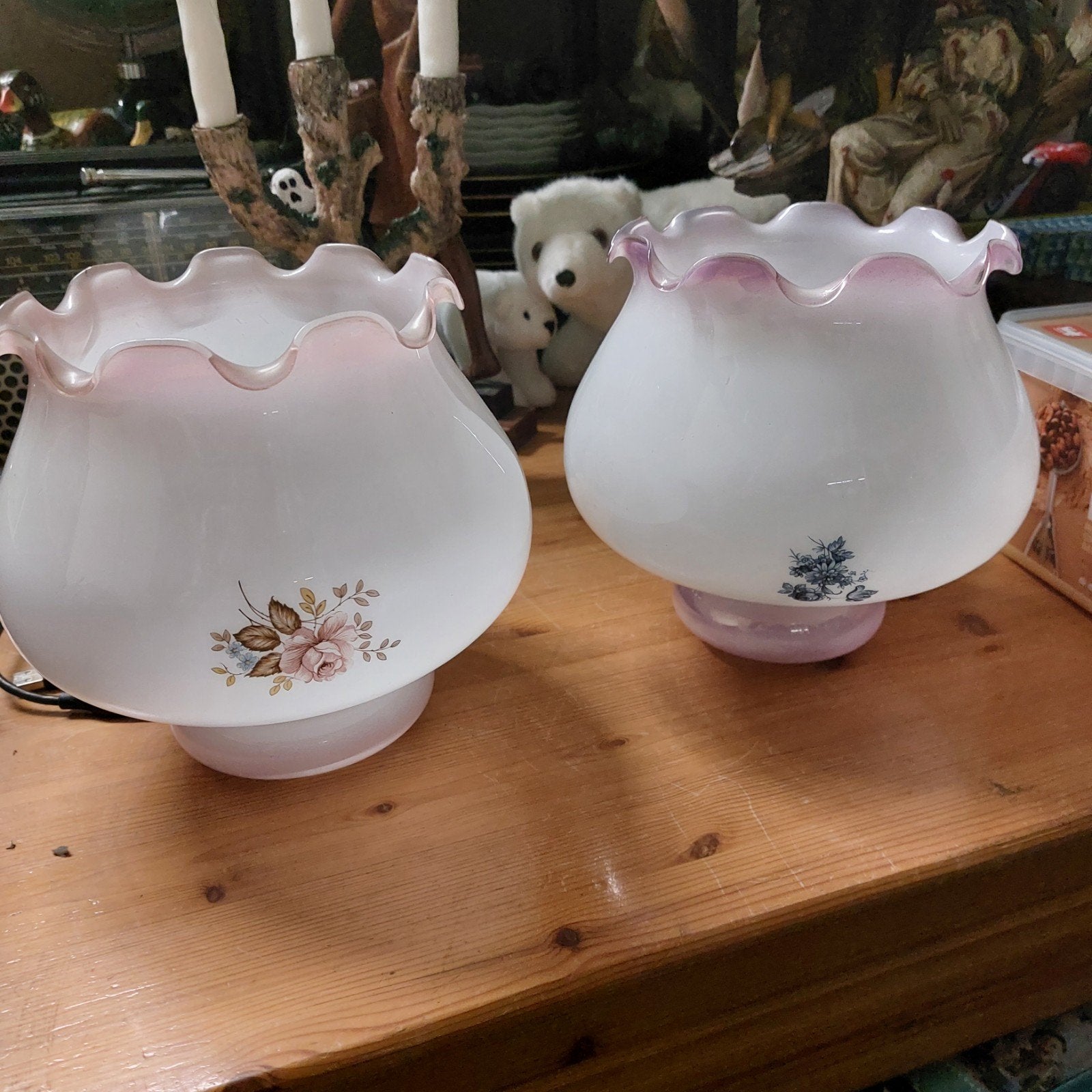 2 lampen kappen in glas, Antiek en Kunst, Ophalen
