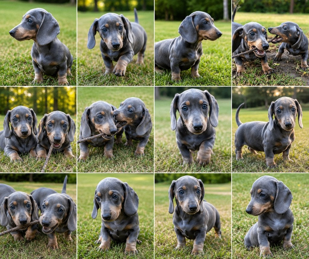 Dwerg Teckel / Dachshund pups, Poils courts, Maladie de Carré (chiens), 8 à 15 semaines, Plusieurs