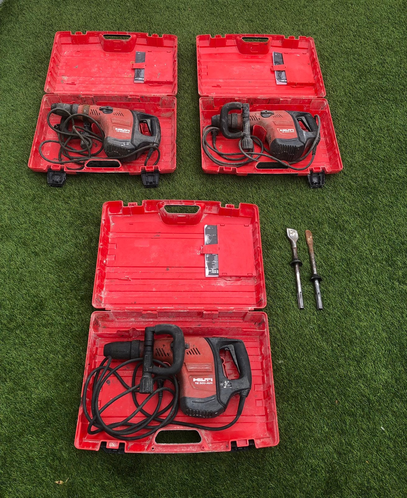 3X Hilti TE 500-AVR breekhamers: 1 werkend, 2 defect, Ophalen, Gebruikt