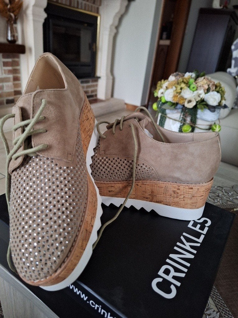 Crinkles beige veterschoen maat 40 - nieuw, Crinkles, Verzenden, Beige, Nieuw