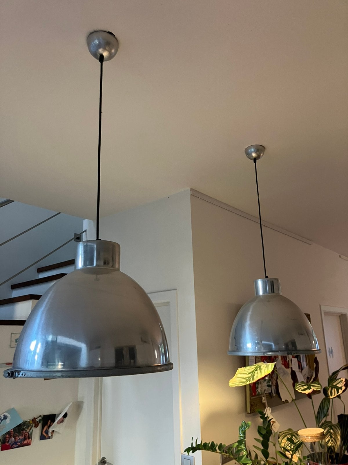 Aluminium hanglampen 40cm doorsnee, 35cm hoog, Industrial industrieel modern, Zo goed als nieuw, Metaal, E27 (groot)