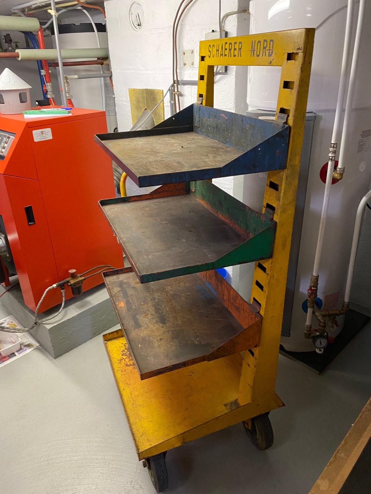 Vintage industrial rek op wielen, Antiek en Kunst, Ophalen