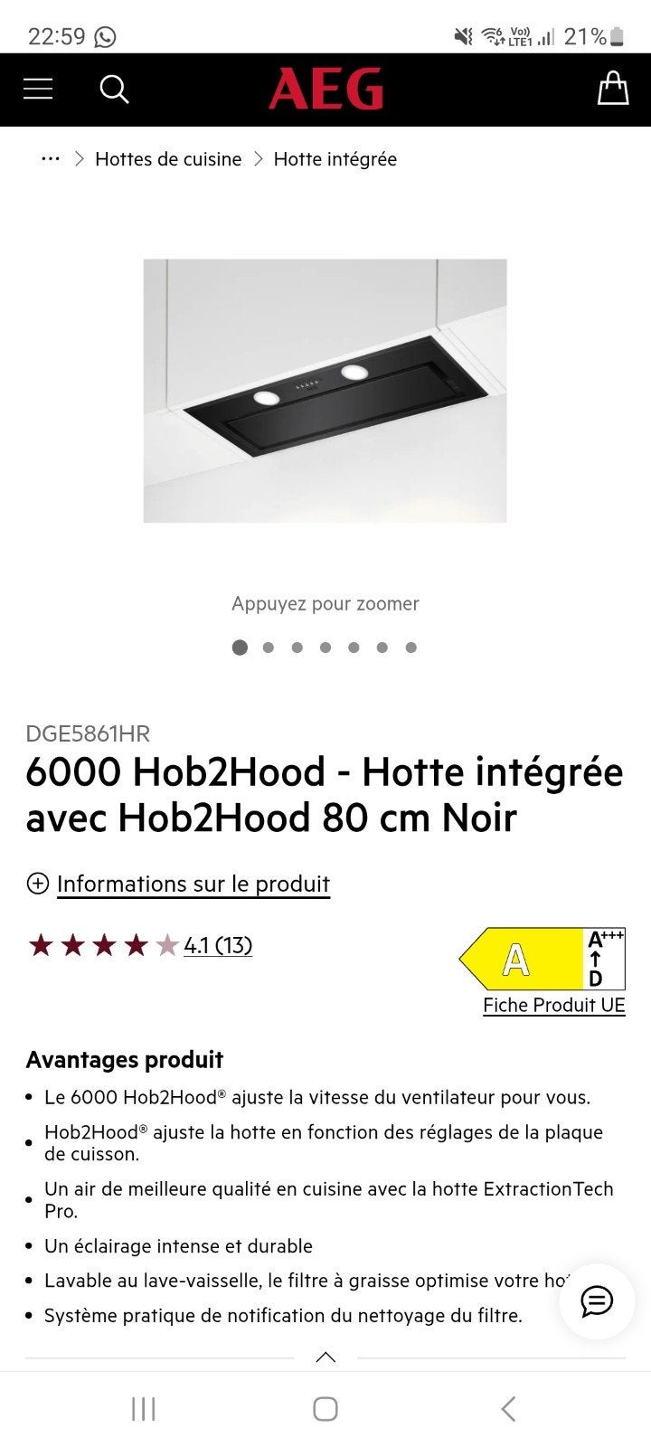 Hotte aeg dge5861hr !! neuve !!, Electroménager, Hottes, Enlèvement