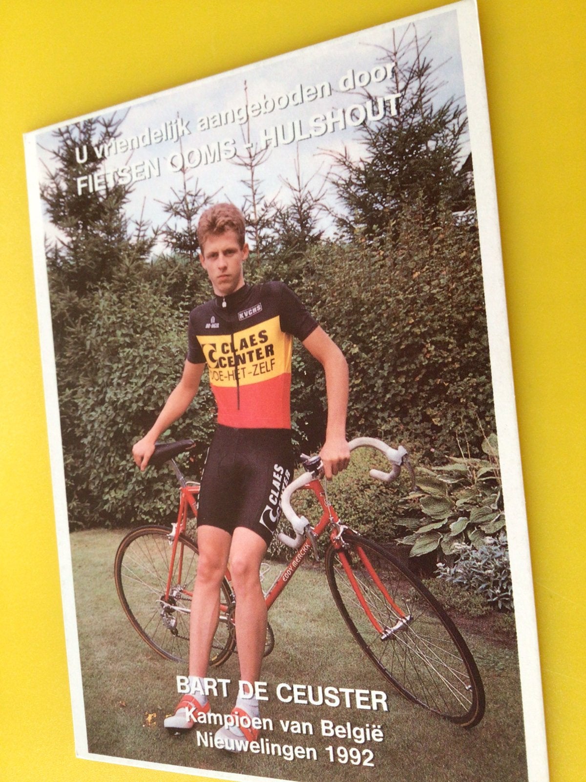 Wielerkaart 1992 bk team claes center  bart de ceuster, Verzenden