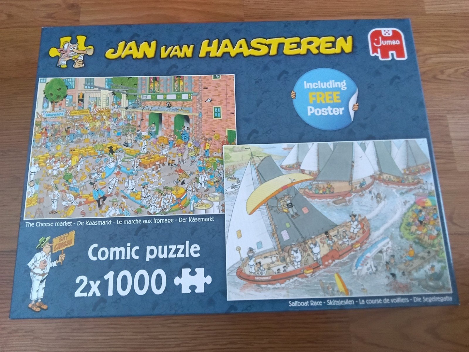 Puzzel Jan van haasteren.de kaasmarkt en zeilbootrace 2x1000, Ophalen of Verzenden, Zo goed als nieuw