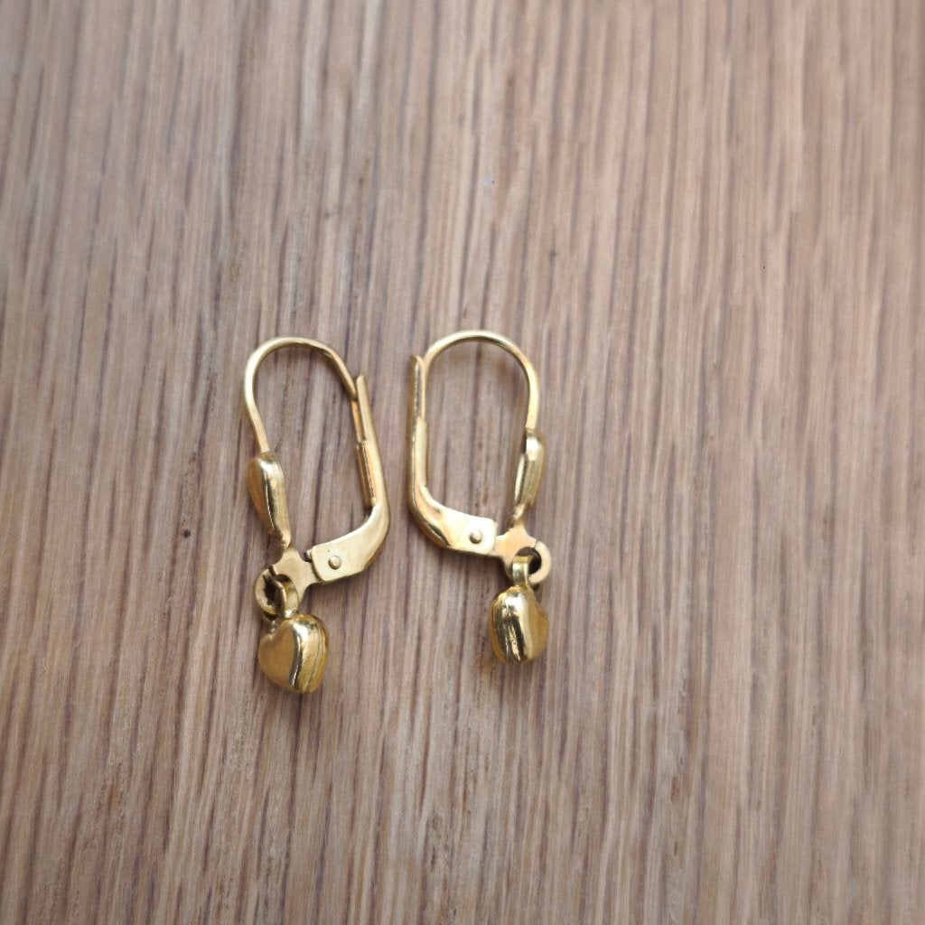18Karaat Gouden Oorbellen met Hartjes Briseur sluiting, Enlèvement ou Envoi, Or, Comme neuf, Or