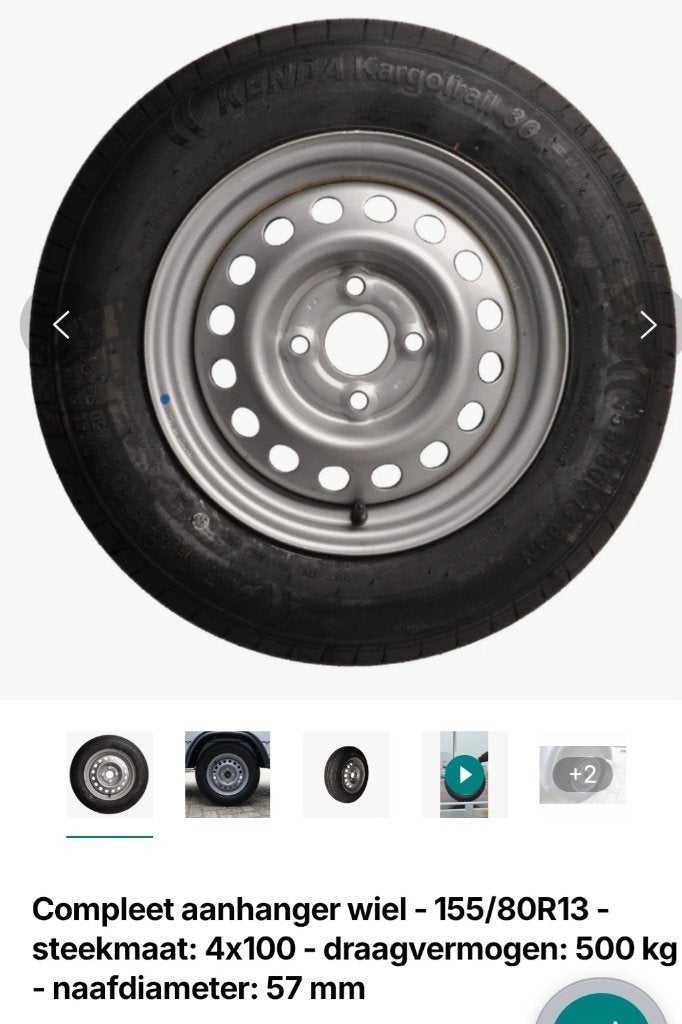 Nieuw aanhangerwiel, Auto-onderdelen, Banden en Velgen, 13 inch, Banden en Velgen, Nieuw, Ophalen