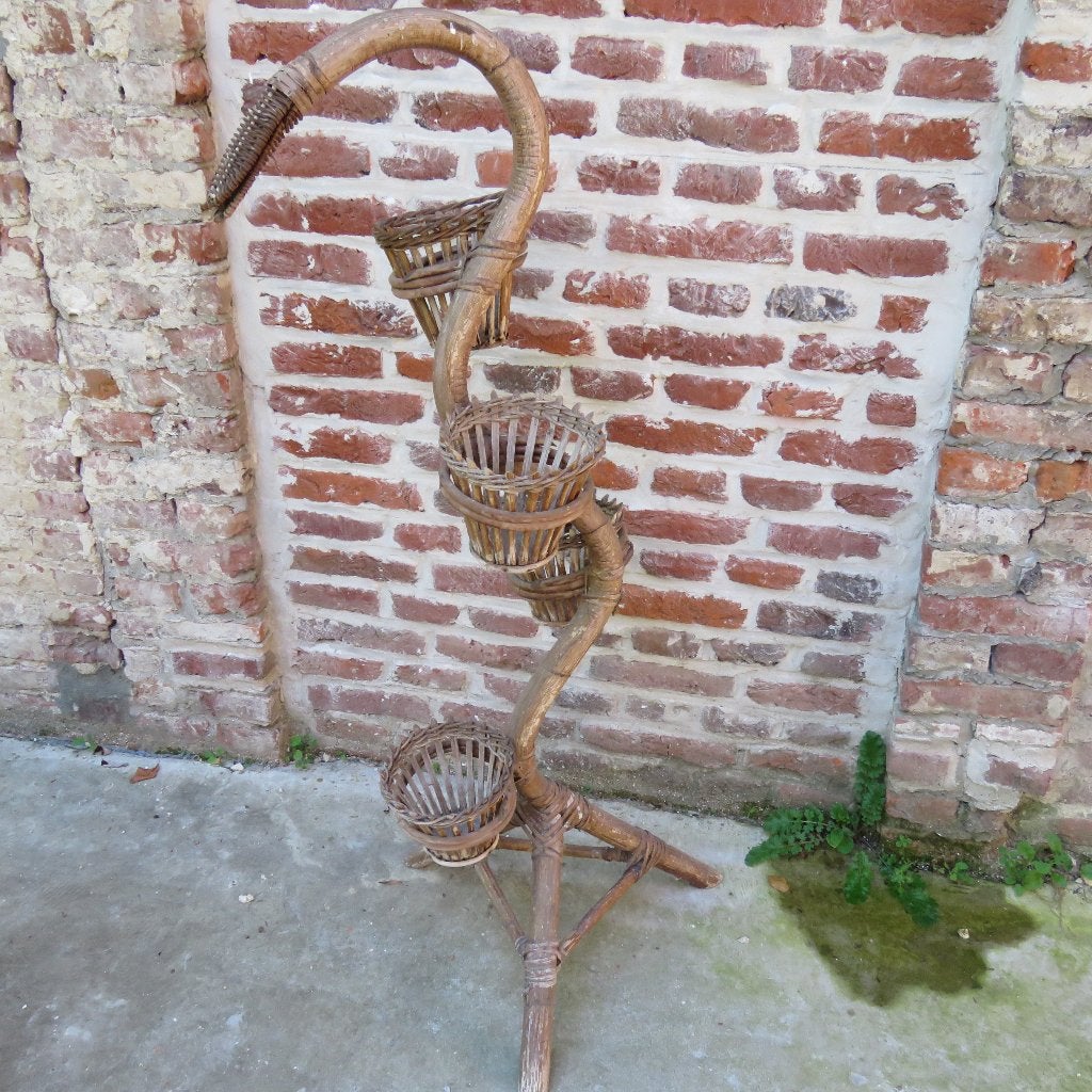 Rotan bamboe plantenstaander slang, Antiek en Kunst, Ophalen