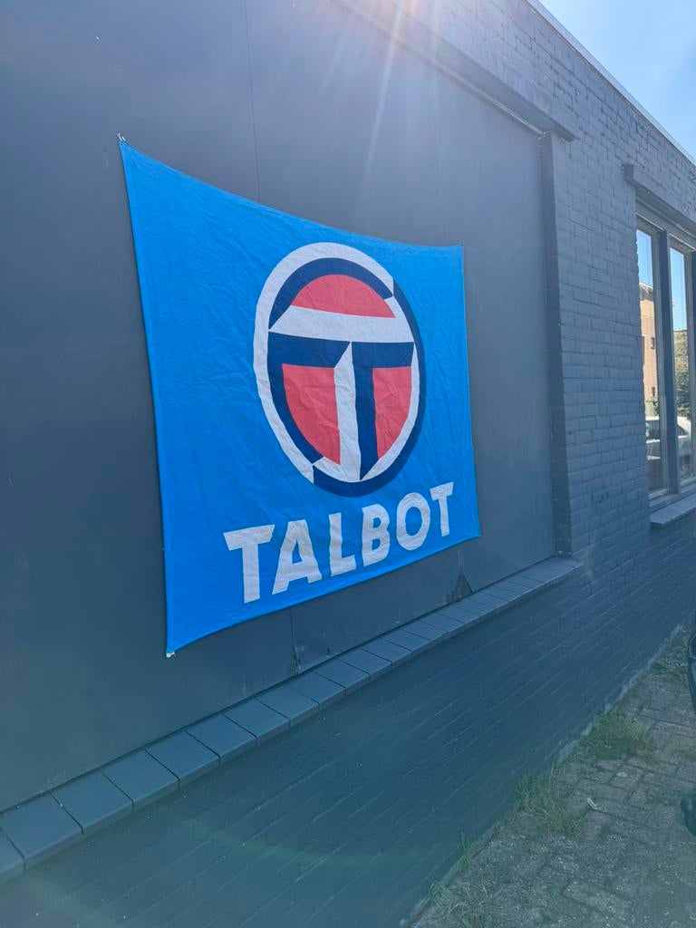 Oude TALBOT garage reclame vlag, Ophalen of Verzenden, Gebruikt