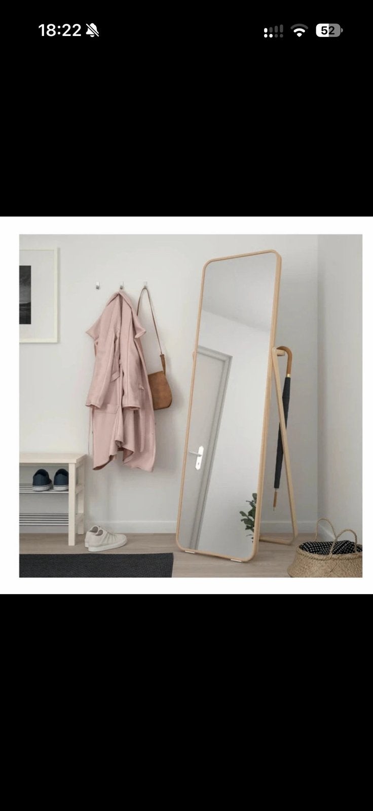 IKEA KNAPPER Staande spiegel met kledingrek / kledingroede, Doe-het-zelf en Bouw, Ophalen of Verzenden, Zo goed als nieuw
